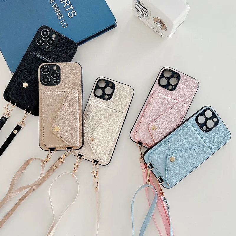 Elegant Leather Crossbody Wallet Case™