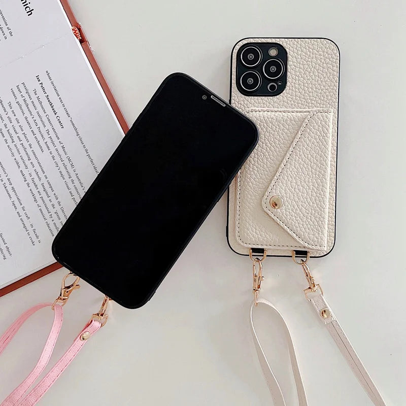 Elegant Leather Crossbody Wallet Case™
