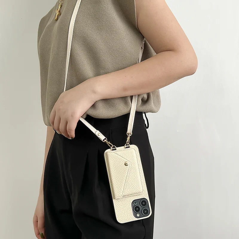 Elegant Leather Crossbody Wallet Case™