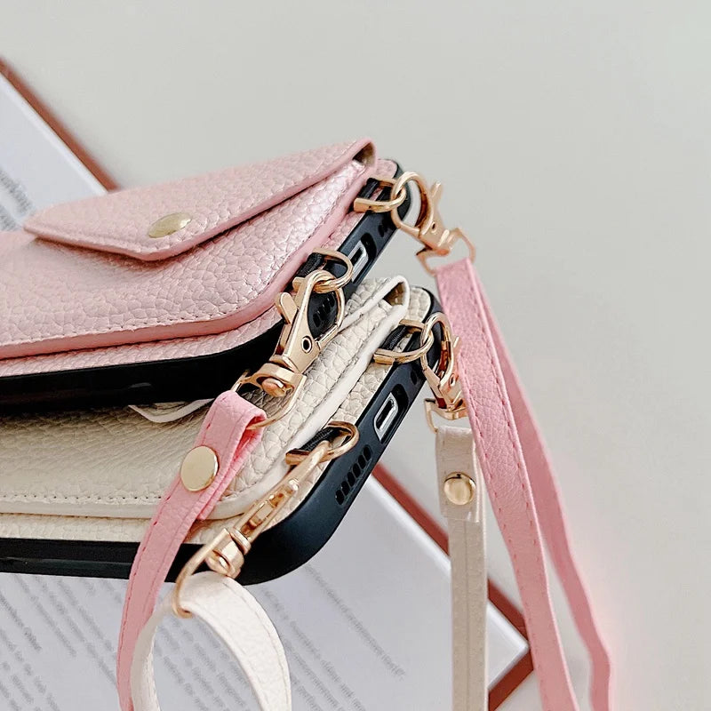 Elegant Leather Crossbody Wallet Case™