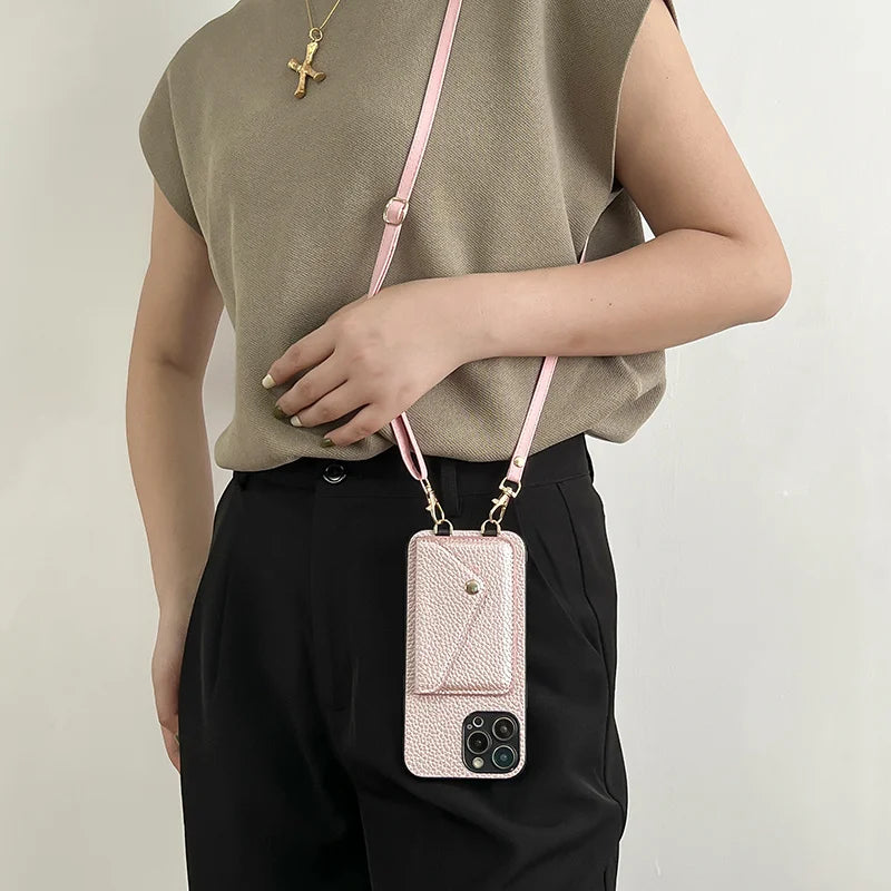 Elegant Leather Crossbody Wallet Case™